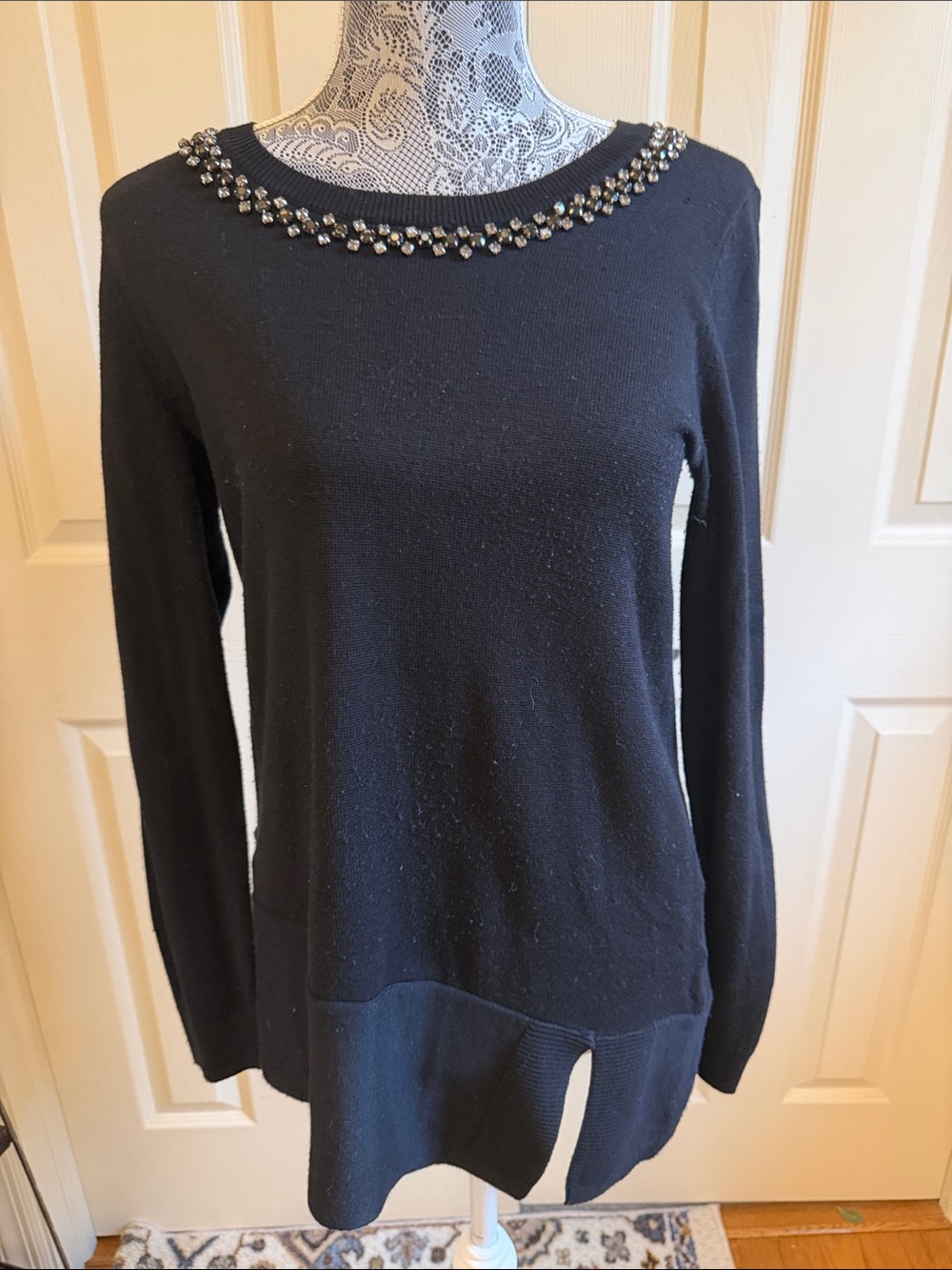 Simply Vera Vera Wang Embellished Black Knit Sweater
